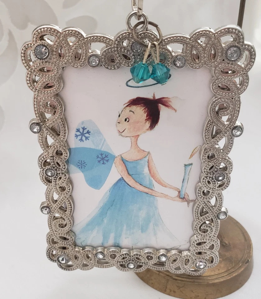 Marco de fotos caprichoso con cristales de peltre adorno de Navidad puede soportar Foto 1 de 1