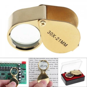 Jewellers Loupe 30 x 21mm Glass Jewellery Magnifier Eye Lens Golden Color BU - Picture 1 of 11