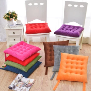 Cojín cuadrado de terciopelo cojín almohadillas de asiento de silla con lazos jardín comedor cocina alfombrilla - Imagen 1 de 38