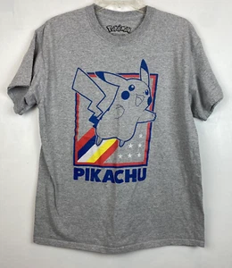 Pokemon T Shirt Uomo L Pikachu Maglietta Adulto Grande Manica Corta Grigio - Foto 1 di 6