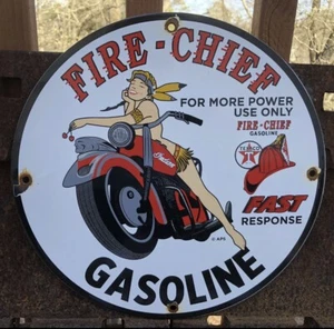 Vintage fire chief porcelain Texaco sign - Picture 1 of 2