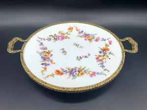 Antique BEYER & BOCK German Porcelain Plate Card Trinket Dish Brass Mount c.1905 - Picture 1 of 11