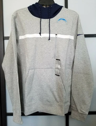 Men's Chargers Nike Heathered Gray Champ Drive AV15 Performance Pullover Hoodie Cover