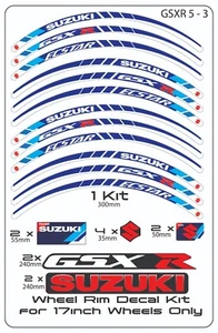 SUZUKI GSXR Motorcycle Wheel Rim Stickers Decals Stripes Kit - Picture 1 of 20