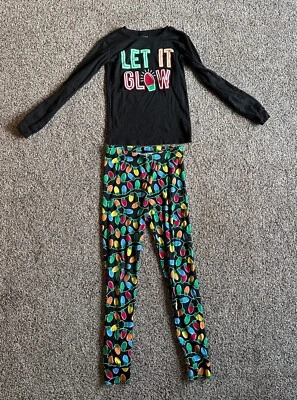 Children’s Place Holiday Christmas Pajama Set Glow In Dark Bulbs 12 - Image 1 of 4