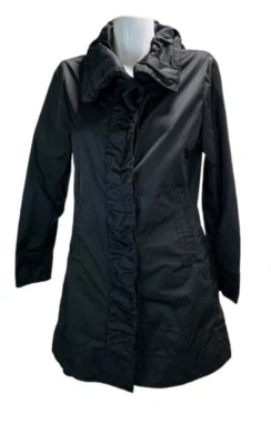 Abrigo de lluvia Rainforest para mujer mediano negro poliéster plisado manga larga con capucha Foto 1 de 4