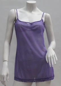 Vintage Victoria Secret Purple Mesh Babydoll Camisole Slip Top Lingerie - Picture 1 of 10