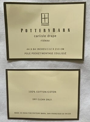 Cortina cortina blanca ventana granero cerámica con bolsillo de poste 100% algodón 44 x 84 nueva Foto 1 de 4