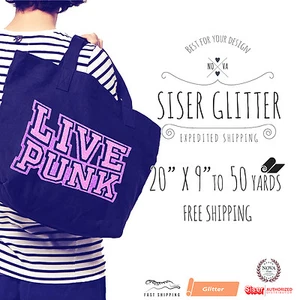 Siser Glitter IRON-ON Heat Transfer Vinyl 20" x 9", 12", 1,3,5,10,25 and 50 Yd - Picture 1 of 46