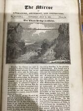 Antique Print 1823  - The Chain Bridge In China - Road To Yun Nan In Koei Tcheou