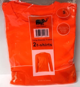 Lot of 2 Safety Fluorescent Orange Long Sleeve T-Shirt Hi Visibility Small - Picture 1 of 6