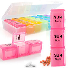 Pill Box Organizer 7 Day Weekly Medicine Vitamins Storage Container Travel Case