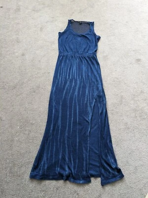  Maxi Vestido DKNY Jeans Para Mujer Denim Lavado Oscuro Borde Crochet Sin Mangas EE. UU. S  Foto 1 de 4