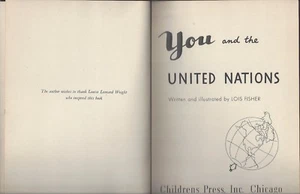 You and the United Nations by lois fisher, signed by author childrens press 1947 - Picture 1 of 7
