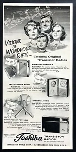 1961 Toshiba 4 Transistor Miniature Pocket Travel Radios art vintage print ad - Picture 1 of 1