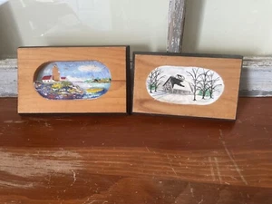 2 Vintage Bilder von Bauernhöfen Wandhänger - Bild 1 von 5