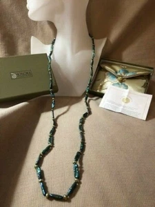 Honora Süßwasser 36" Flüssigperlen Halskette irisierend blau grün NEU - Bild 1 von 5