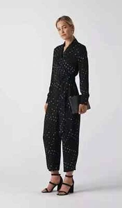 Whistles Star Print Jumpsuit Black White Green UK 6 New RRP £179 - Picture 1 of 11