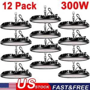 12pcs 300W LED UFO High Bay Light Shop Lights Industrial Factory Warehouse GYM - Picture 1 of 12
