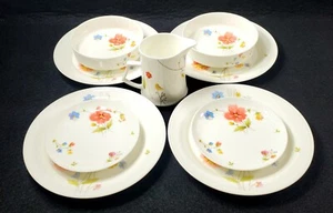 Mikasa Bone China Just Flowers A4-182 9 pc plates, bowls, coasters, creamer NICE - Picture 1 of 16