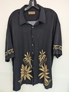 Vintage Lord & Taylor Button Up Shirt Large - Short Sleeve Rayon Leaf Pattern - Picture 1 of 6