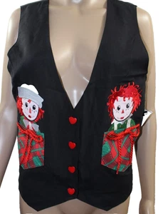 Snowden and Friends Negro Navidad Raggedy Ann Raggedy Andy Top Chaleco Seda Nuevo con Etiquetas M - Imagen 1 de 10