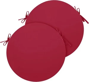 Outdoor Bistro Chair Cushions Set of 2, 15" D x 3" 15x3 Inch (Round)-2p, Red - Picture 1 of 9