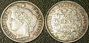 France - IIème République - 20 Cent Cérès Silver 1851 A, Paris TTB ! F.146/7 - Picture 1 of 1