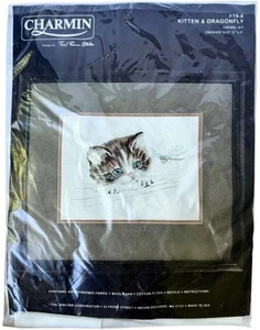 Janlynn Crewel Kit Gatito y Libélula 12x9 Hilo de Lana Serigrafiado Hágalo Usted Mismo Imagen - Imagen 1 de 6