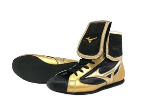 [Made to order] MIZUNO Short Boxing Shoes Original Black/Metal Gold/Black Line - Picture 1 of 5