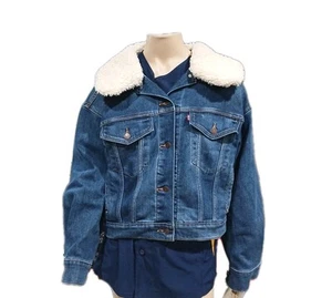 Mens Levi's Classic Trucker Denim jacket With Removable Shera Collar Size Med - Picture 1 of 9