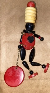 40er Jahre Holz & Bakelit Gelenk Figur Brosche / Anstecknadel - Bild 1 von 9