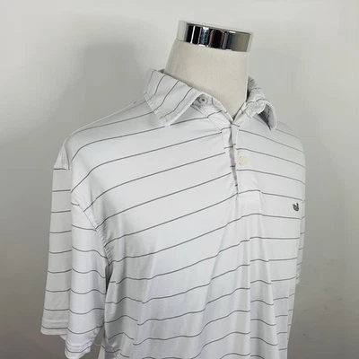 Polo de golf Southern Marsh mediano gris blanco a rayas mezcla de poliéster Foto 1 de 4