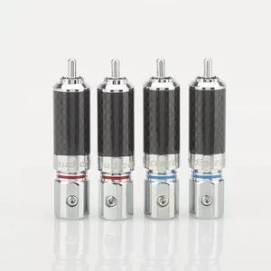 Spina RCA in fibra di carbonio rodiata set di 4 per cavo audio HiFi - Foto 1 di 13