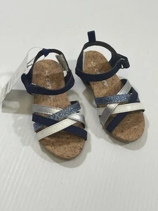 Carters Baby Kleinkind Mädchen blau weiß Riemchen offene Zehenpartie Sandale Schuhe 7 - Bild 1 von 5