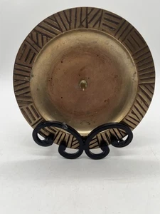 Vintage Brass Round Plate Candle Dish 7 Inches - Picture 1 of 5