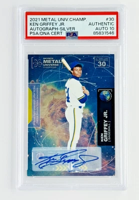 POP 2 - 2021 Metal Universe Ken Griffey Jr. Silver Auto PSA/DNA 10 - Image 1 of 2