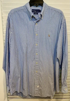 Ralph Lauren Yarmouth Shirt Mens 16 1/2-35 Pinstripe Blue White Pony Logo VTG  - Image 1 of 4