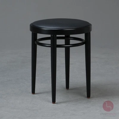 Thonet Hocker Modell 214 PH Wiener Kaffeehaus Bugholz Sitz Leder Schwarz TOP - Bild 1 von 4