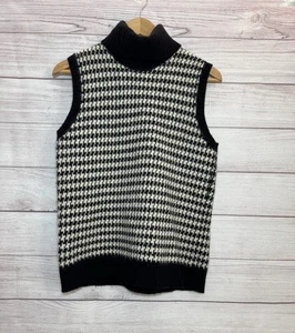 Chaleco sin mangas Laure Ralph Lauren azul marino blanco lana merino angora talla L - Imagen 1 de 8