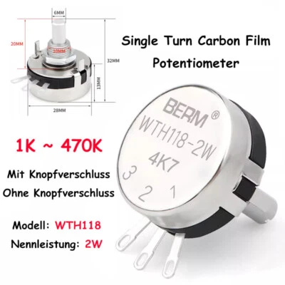 WTH118 2W Single-Turn Carbon Film Potentiometer 1K/2,2K/4,7K/10K/22K/47K ~ 470K - Bild 1 von 4