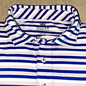 Peter Millar Mountainside Collection Polo Shirt Mens M SS Blue Lavender Striped - Picture 1 of 18