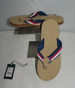 Vineyard Vines Men's Ombre Strap Flip Flops Thong Red White & Blue Sz 10 NEW - Picture 1 of 3