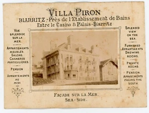 PHOTO publicitaire, BIARRITZ  VILLA PIRON recto verso vue splendide sur la mer - Picture 1 of 2
