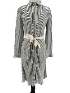 Maje Women's White Black Cupro Long Sleeve Regga Button-Up Shirt Dress Size 1 - Picture 1 of 7