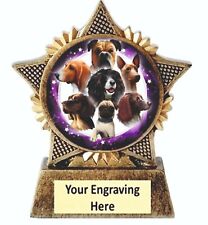 Multi Dogs Trophy Star 90mm Antique Gold Pug Bulldog Spaniel Free Engraving