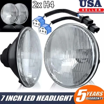 Pair For Chevy C10 K10 K20 K5 1975-1980 120W 7" Round LED Headlights Hi/Lo Beam - Image 1 of 4