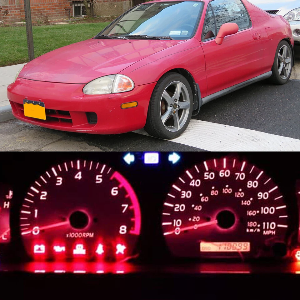 Red Gauge Cluster + Climate Control led kit for Honda Civic del sol 1993-1997 - Image 1 of 4