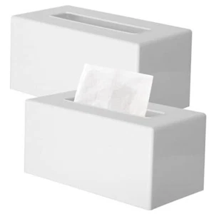2 Pack Tissue Box Covers, Plastic Rectangle Tissue Box Holders, Rectangle - Picture 1 of 5