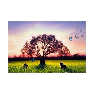 Serene Nature Wall Art Poster, Cat Lovers Home Decor, Vibrant Landscape [...] - Picture 1 of 5